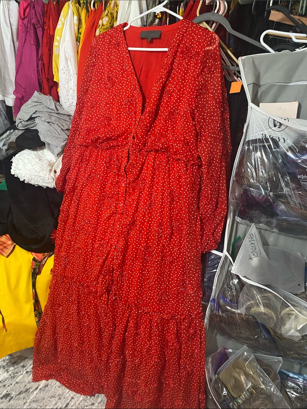Sunday in Brooklyn Red Polka Dot Tiered Maxi Dress